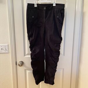 Robert Rodriguez Black Ruched Stretch Cotton Pants Slim Fit Women's Size 10